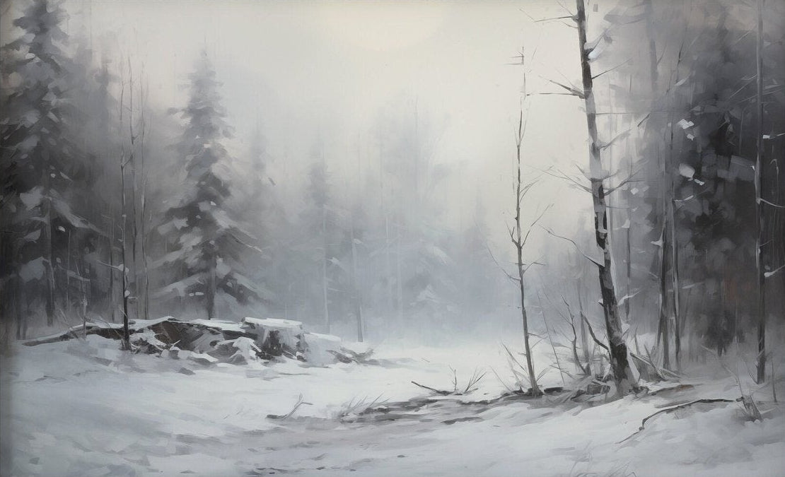 Snowy Winter Forest Landscape Canvas Wall Art