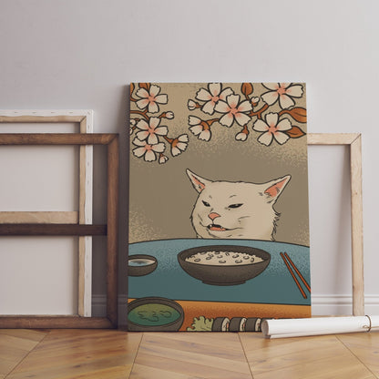 Woman Yelling Cat Canvas Wall Art - Canvasworkshop