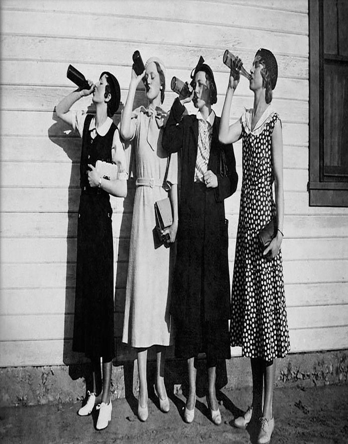 1920s Women Drinking Beer Vintage Canvas Wall Art
