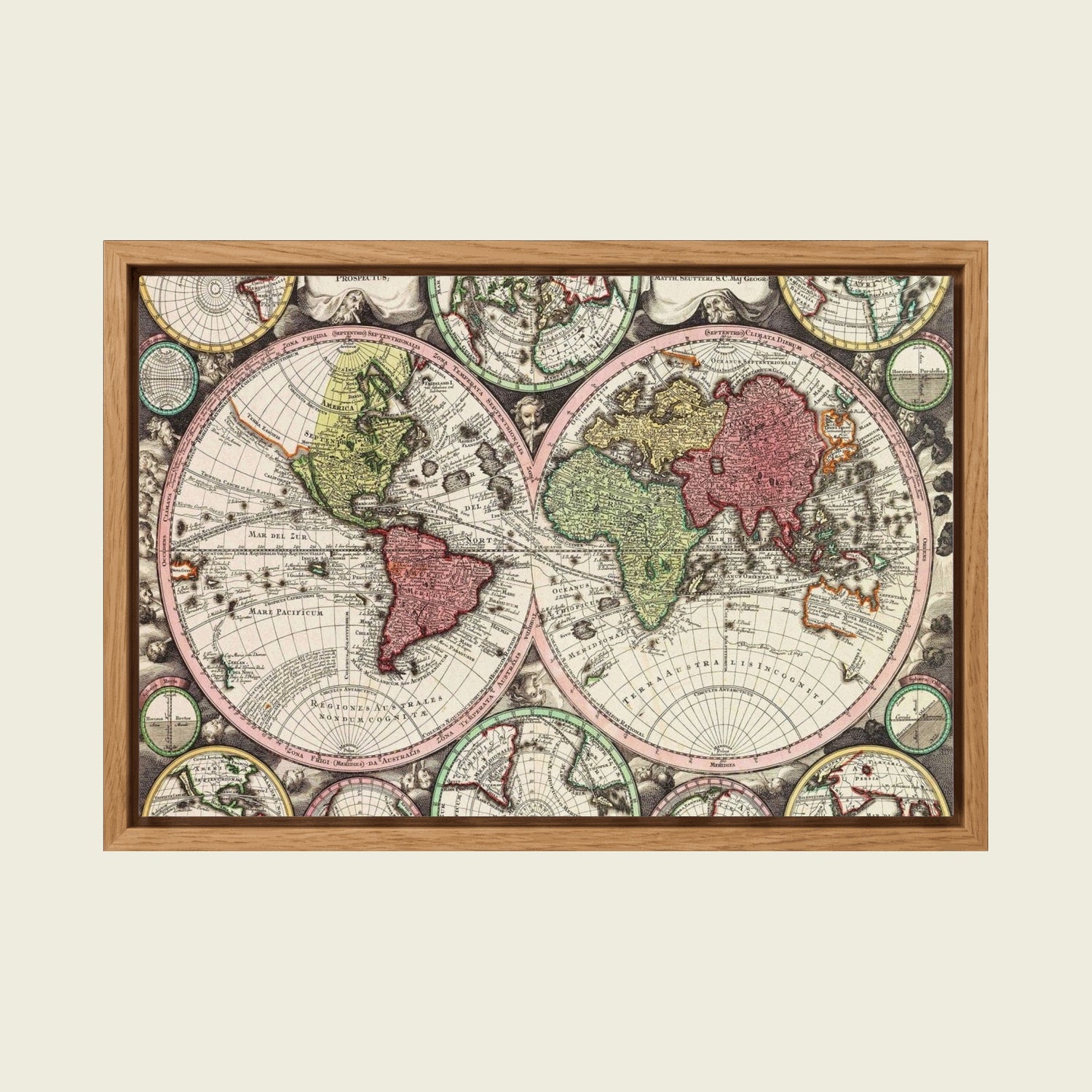 Feed Floating Oak Matthäus Seutter Antique World Map